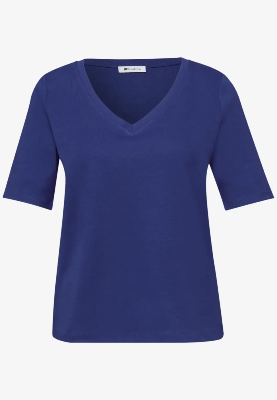 Basic T-Shirt mit V-Neck in Unifarbe