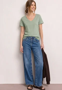 Basic T-Shirt mit V-Neck in Unifarbe