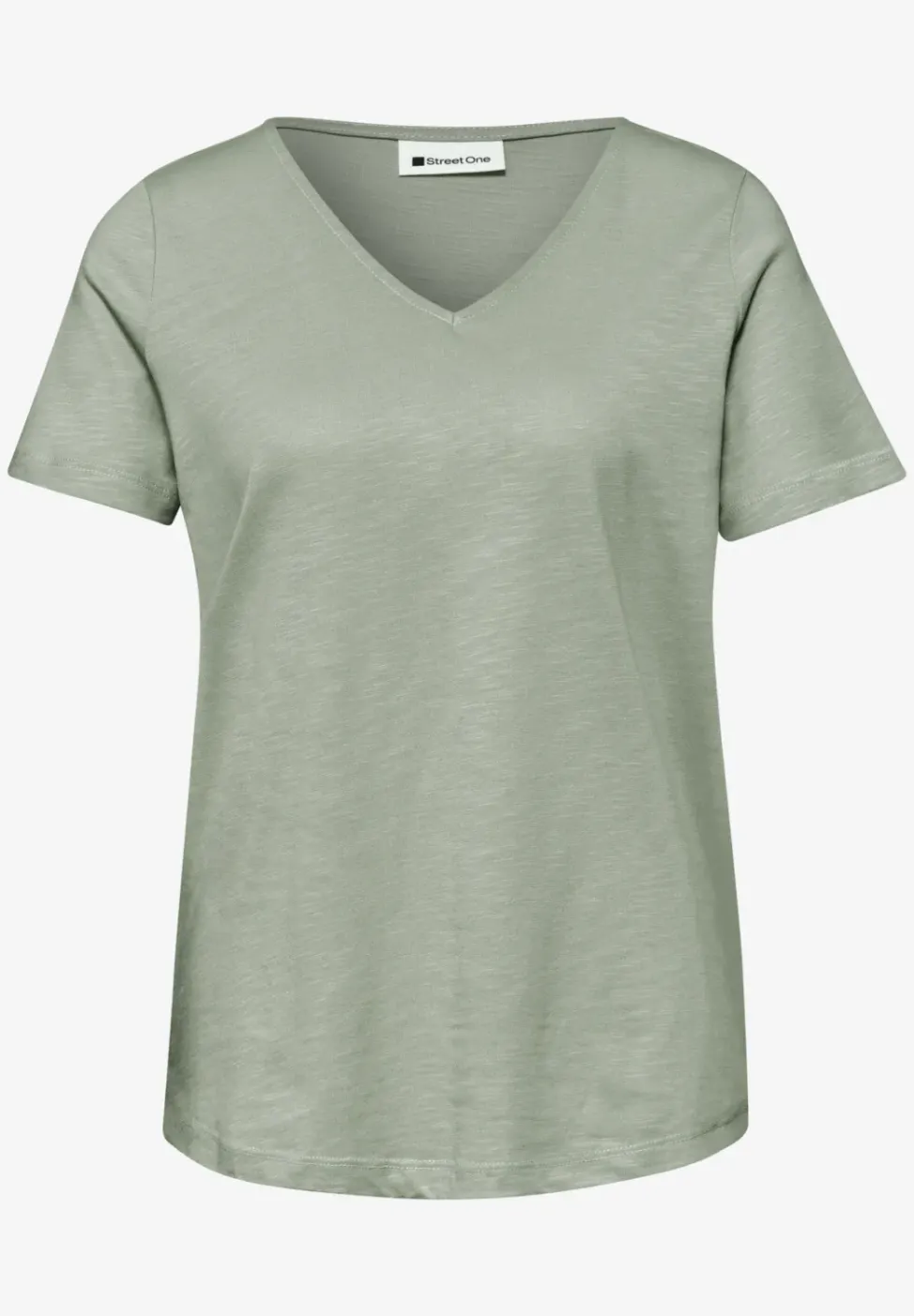 Basic T-Shirt mit V-Neck in Unifarbe