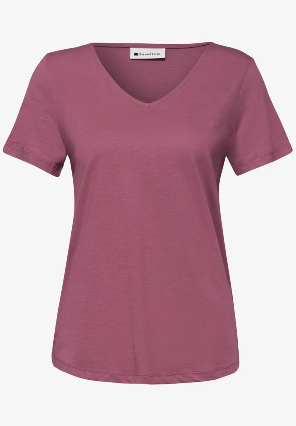 Basic T-Shirt mit V-Neck in Unifarbe