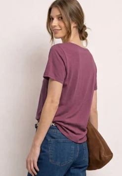 Basic T-Shirt mit V-Neck in Unifarbe