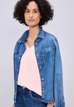 Basic T-Shirt mit V-Neck in Unifarbe