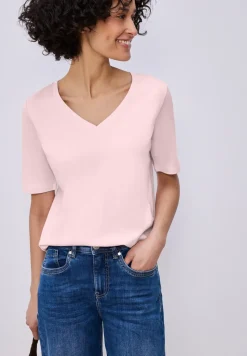 Basic T-Shirt mit V-Neck in Unifarbe