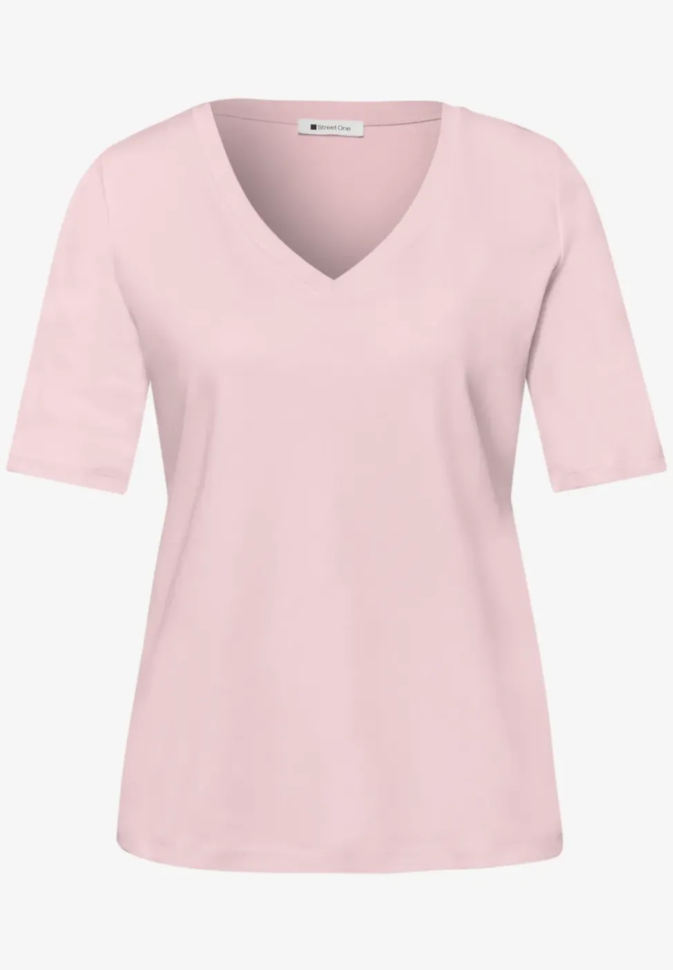 Basic T-Shirt mit V-Neck in Unifarbe