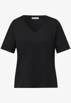 Basic T-Shirt mit V-Neck in Unifarbe