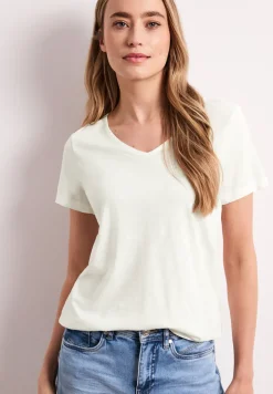 Basic T-Shirt mit V-Neck in Unifarbe