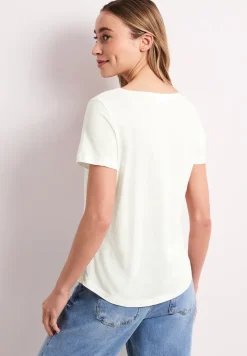 Basic T-Shirt mit V-Neck in Unifarbe