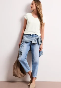 Basic T-Shirt mit V-Neck in Unifarbe