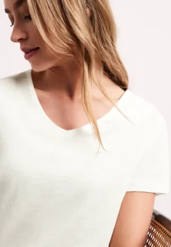 Basic T-Shirt mit V-Neck in Unifarbe