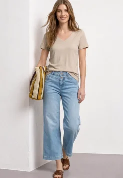 Basic T-Shirt mit V-Neck in Unifarbe