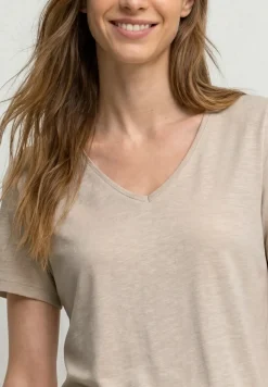 Basic T-Shirt mit V-Neck in Unifarbe