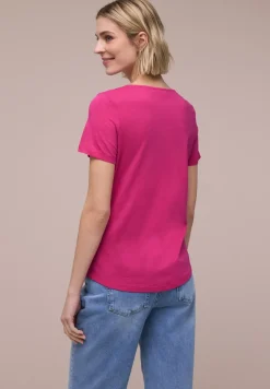 Basic T-Shirt mit V-Neck in Unifarbe