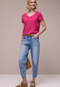 Basic T-Shirt mit V-Neck in Unifarbe