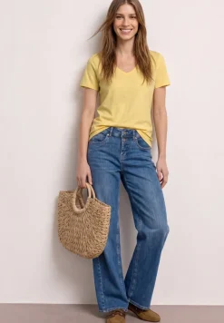 Basic T-Shirt mit V-Neck in Unifarbe