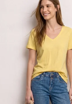 Basic T-Shirt mit V-Neck in Unifarbe