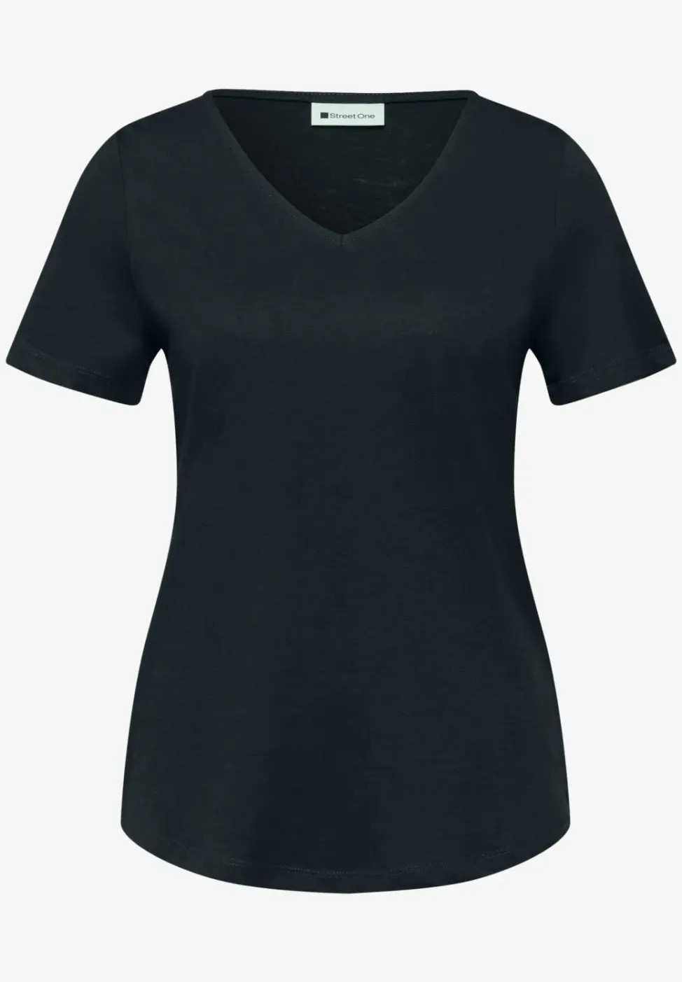 Basic T-Shirt mit V-Neck in Unifarbe