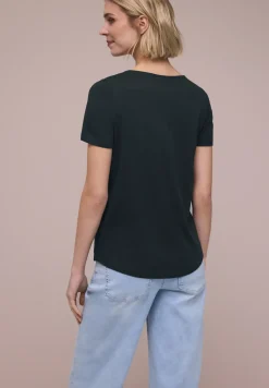 Basic T-Shirt mit V-Neck in Unifarbe