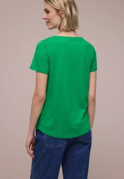 Basic T-Shirt mit V-Neck in Unifarbe