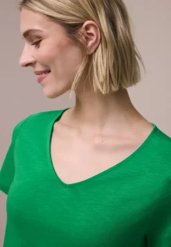 Basic T-Shirt mit V-Neck in Unifarbe