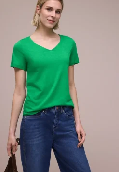 Basic T-Shirt mit V-Neck in Unifarbe