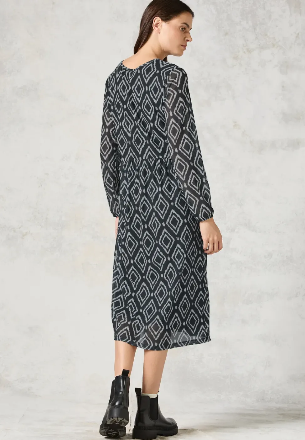 Bedrucktes Midi-Mesh-Kleid