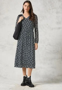 Bedrucktes Midi-Mesh-Kleid