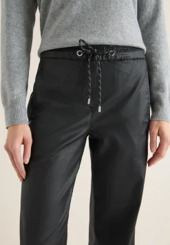 Beschichtete Wide Leg Hose