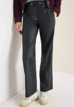 Beschichtete Wide Leg Hose