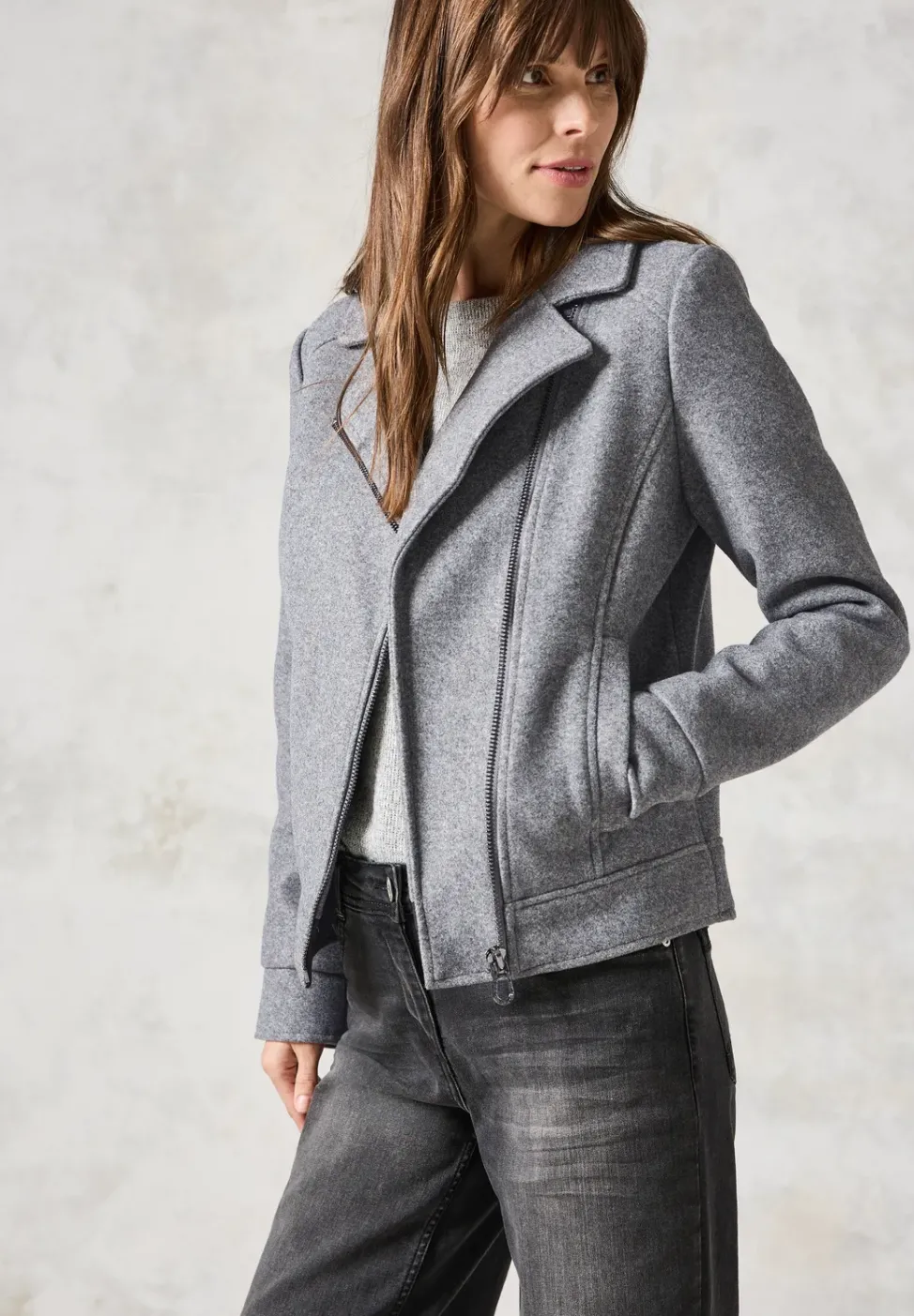 Bikerjacke in Woll-Optik
