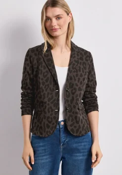 Blazer mit Reverskragen und Leo-Muster