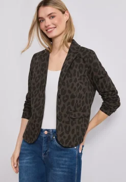 Blazer mit Reverskragen und Leo-Muster