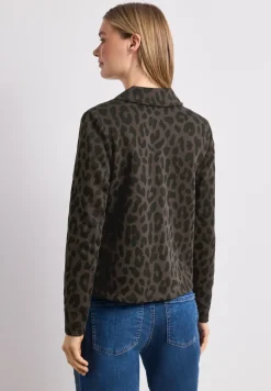 Blazer mit Reverskragen und Leo-Muster