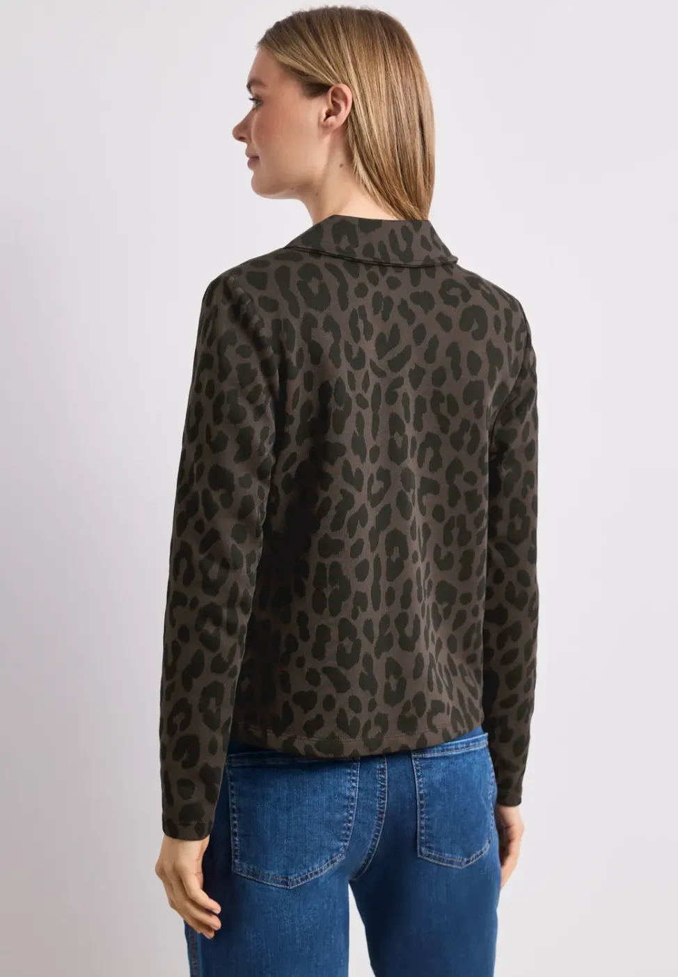 Blazer mit Reverskragen und Leo-Muster