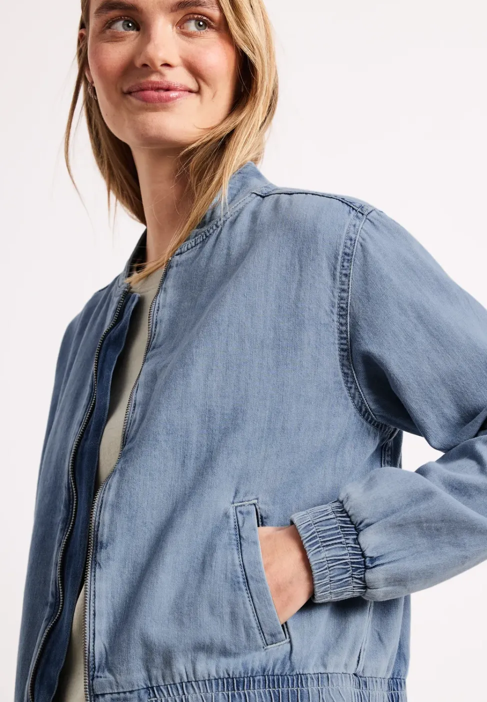 Blouson im Denim-Look mit Taschen