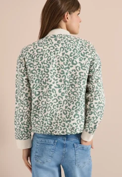 Blouson im Leo-Look aus Leinenmix