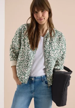 Blouson im Leo-Look aus Leinenmix
