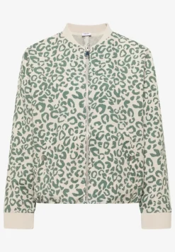 Blouson im Leo-Look aus Leinenmix
