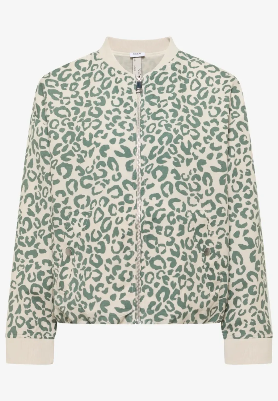 Blouson im Leo-Look aus Leinenmix