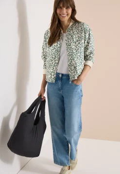 Blouson im Leo-Look aus Leinenmix