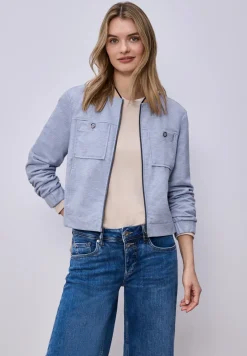 Blouson im Melange-Look mit Zipper