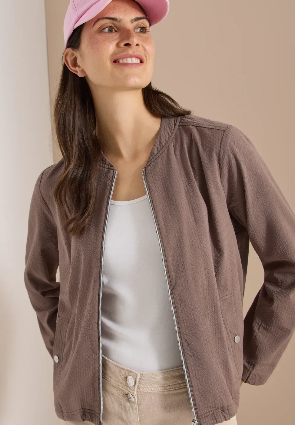 Blouson in Seersuckerqualität mit Zipper