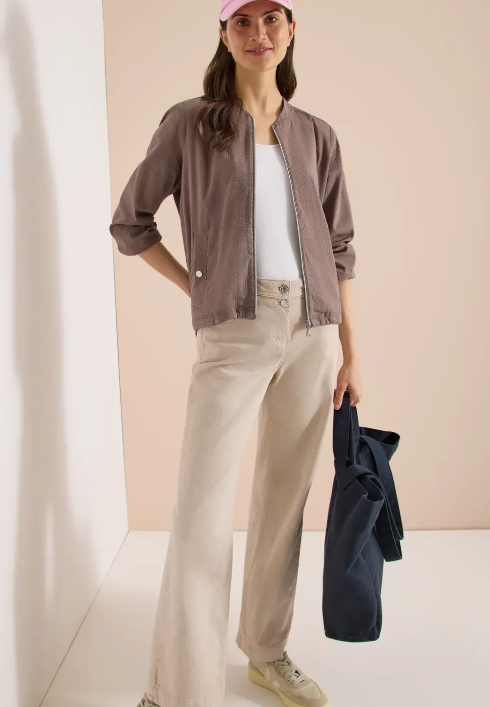 Blouson in Seersuckerqualität mit Zipper