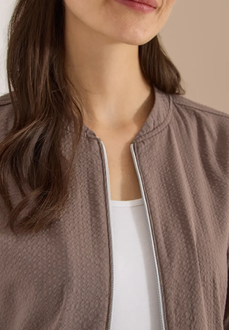 Blouson in Seersuckerqualität mit Zipper
