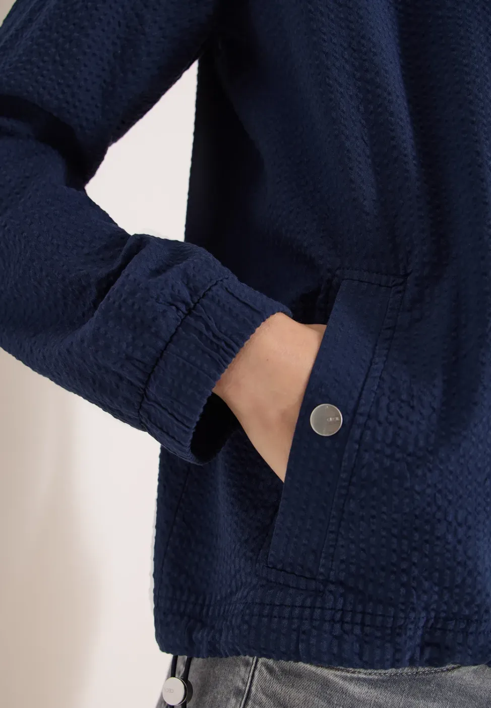 Blouson in Seersuckerqualität mit Zipper