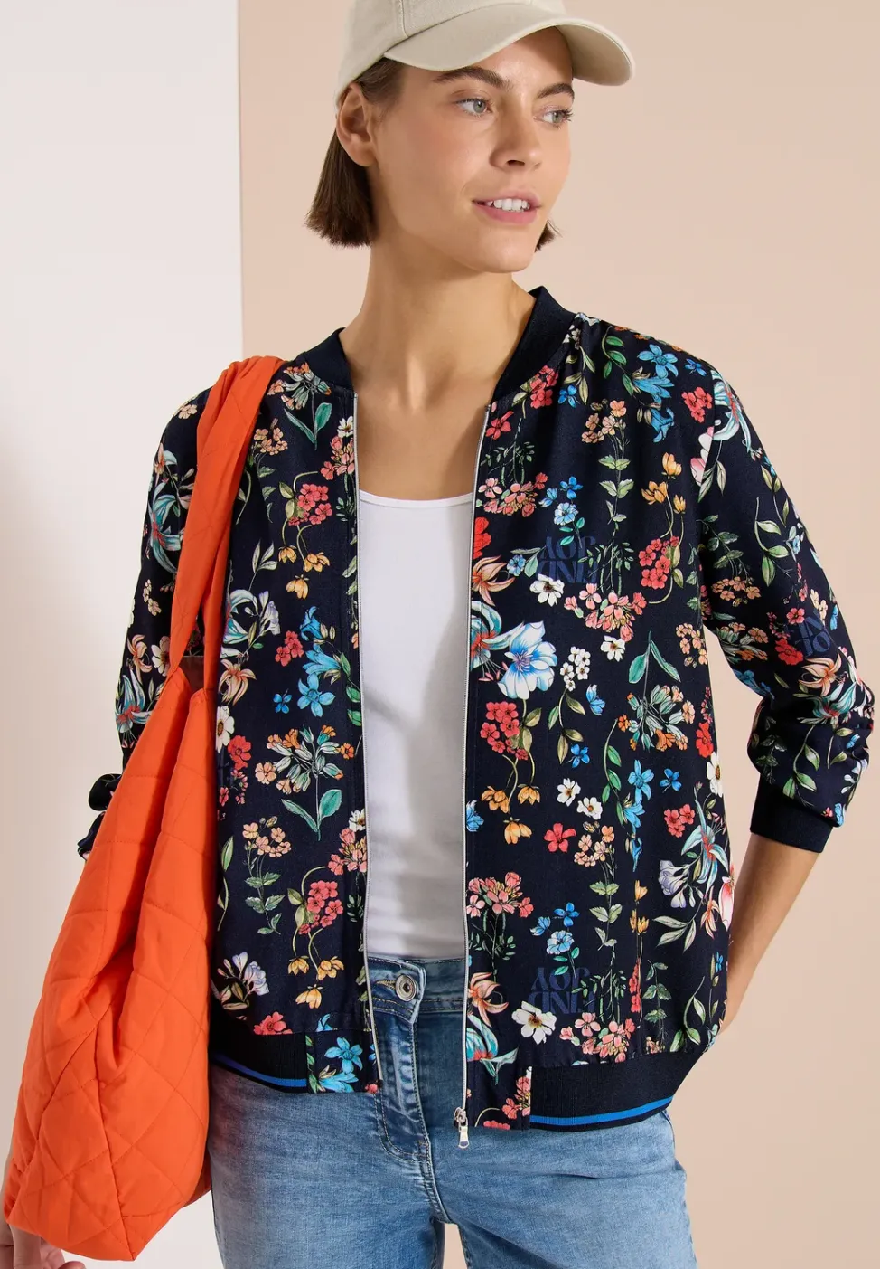 Blouson mit floralem Muster und Zipper