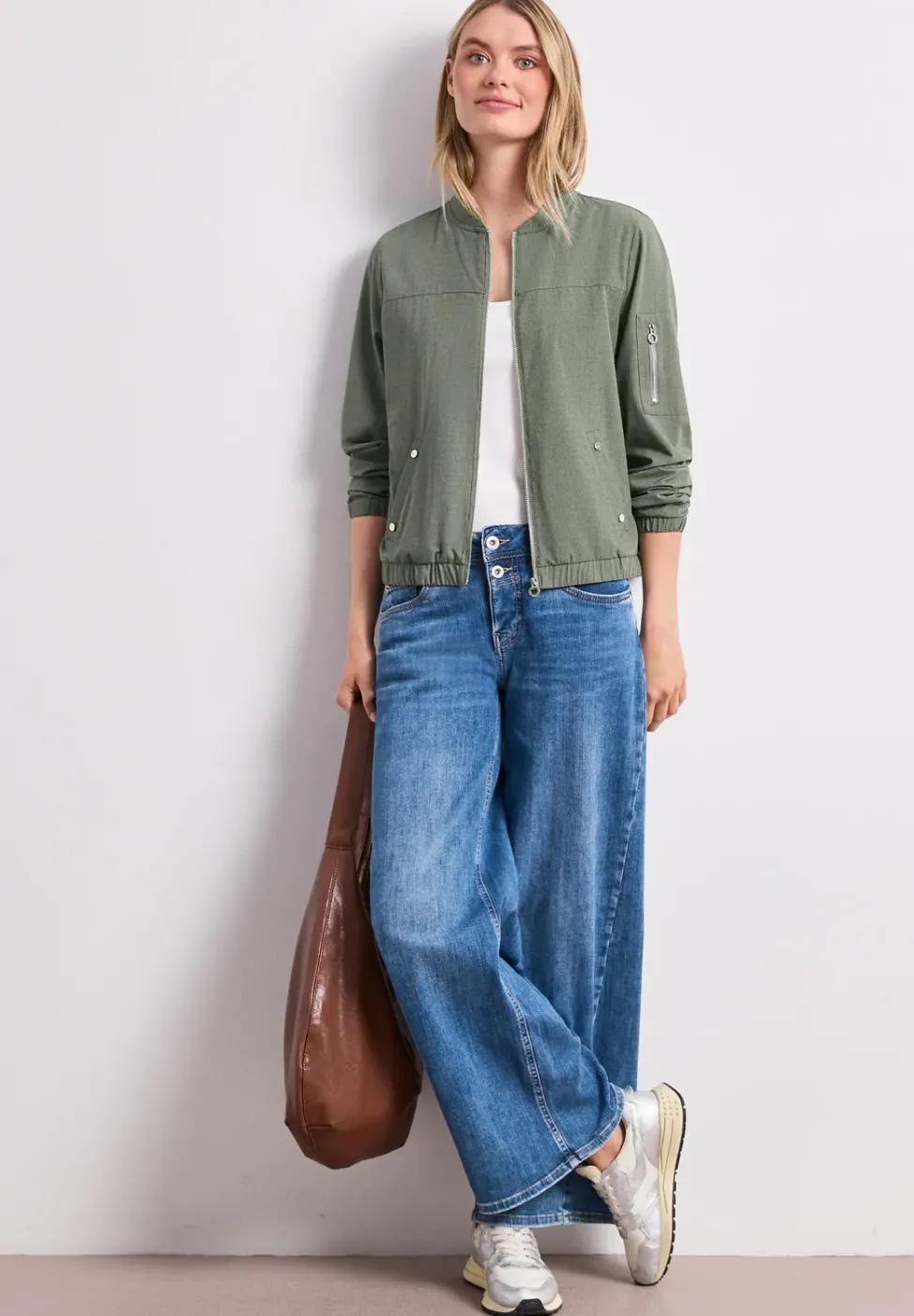 Blouson mit Rundhals und Zipper