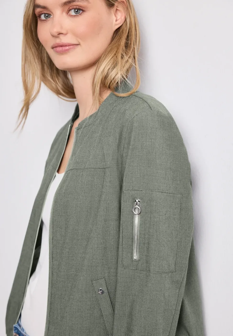 Blouson mit Rundhals und Zipper