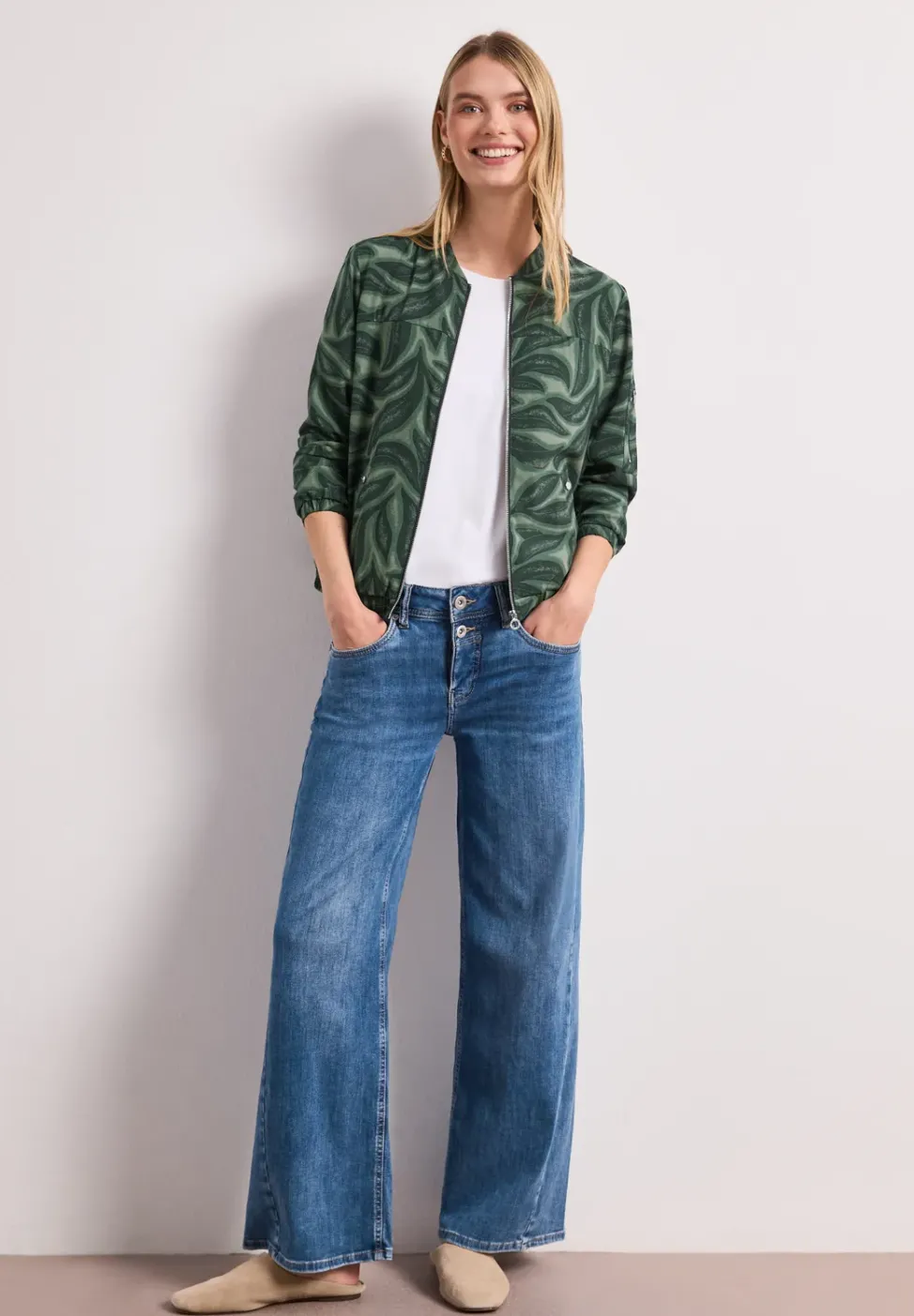 Blouson mit Zipper und Print