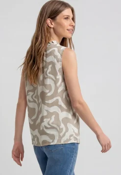 Bluse aus Leinenmix mit Rüschen