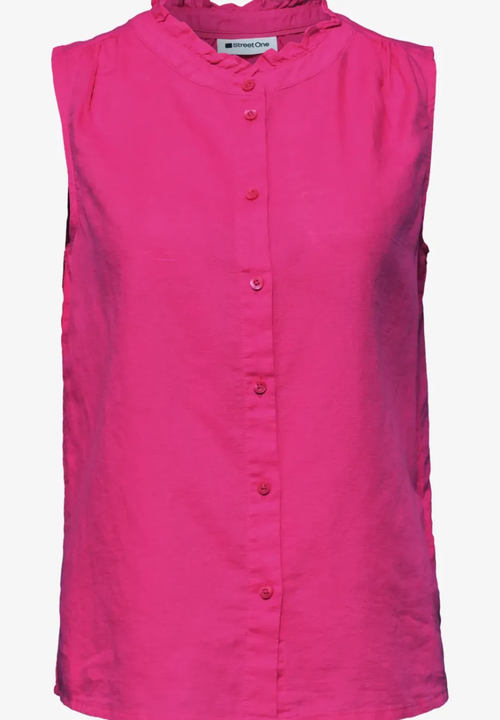 Bluse aus Leinenmix mit Rüschen